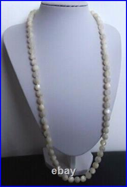 Antique Victorian Hand Made Mother Of Pearl Knotted Beads Necklace 102 Grams