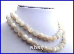 Antique Victorian Hand Made Mother Of Pearl Knotted Beads Necklace 102 Grams