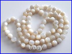 Antique Victorian Hand Made Mother Of Pearl Knotted Beads Necklace 102 Grams