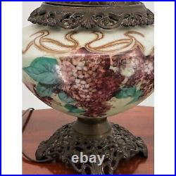 Antique Victorian Hand Painted Art Nouveau Lilac Gone With The Wind Lamp
