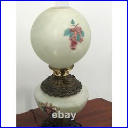 Antique Victorian Hand Painted Art Nouveau Lilac Gone With The Wind Lamp