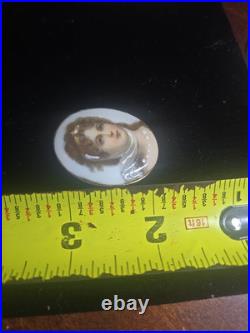 Antique Victorian Hand Painted Beautiful Young Lady Cameo Brooch Pendant