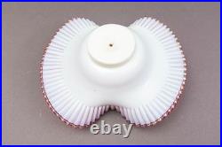 Antique Victorian Hand Painted Butterflies Ruffled Edge Glass Brides Basket Bowl