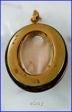 Antique Victorian Hand Painted Enamel Open Face Locket Bird Nest Flowers