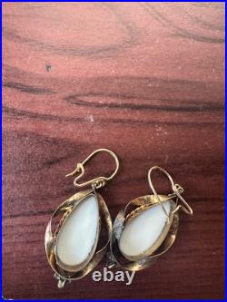 Antique Victorian Hand-Painted Enamel Portrait Earrings Unique