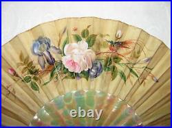 Antique Victorian Hand Painted Fan Mother of Pearl Sticks Circa 1870