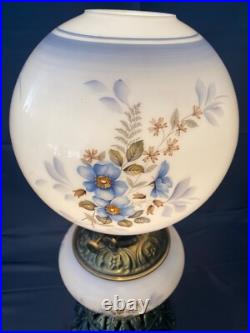 Antique Victorian Hand Painted Floral Pansy Gone With The Wind Lamp