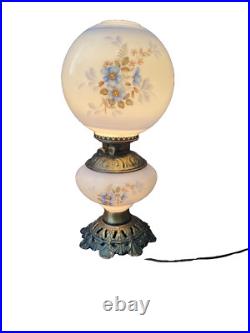 Antique Victorian Hand Painted Floral Pansy Gone With The Wind Lamp
