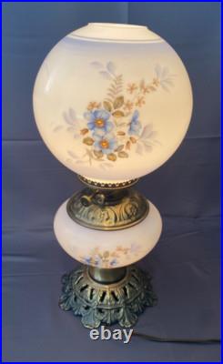 Antique Victorian Hand Painted Floral Pansy Gone With The Wind Lamp