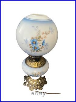 Antique Victorian Hand Painted Floral Pansy Gone With The Wind Lamp