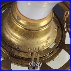 Antique Victorian Hand Painted GWTW Converted Milk Glass Oil Lamp 22 tall