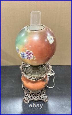 Antique Victorian Hand Painted Gone With The Wind Lamp