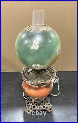 Antique Victorian Hand Painted Gone With The Wind Lamp