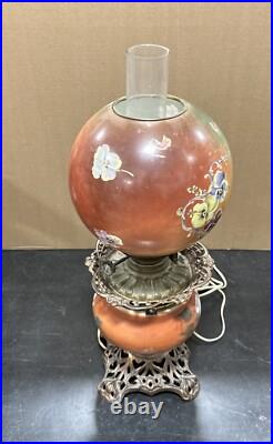 Antique Victorian Hand Painted Gone With The Wind Lamp