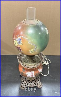 Antique Victorian Hand Painted Gone With The Wind Lamp