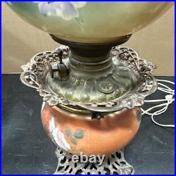 Antique Victorian Hand Painted Gone With The Wind Lamp