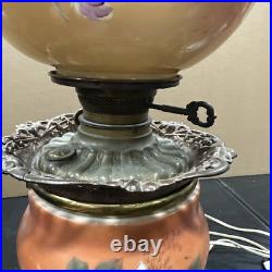 Antique Victorian Hand Painted Gone With The Wind Lamp