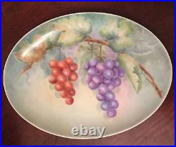 Antique Victorian Hand Painted Grape Vineyard China Serving Platter Plate Vtg