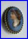 Antique Victorian Hand Painted Lady Goddess Porcelain Portrait Goldtone Brooch
