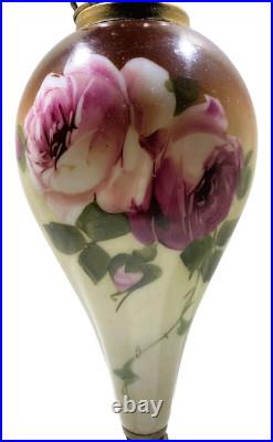 Antique Victorian Hand Painted Mantle Ewers Vase Roses
