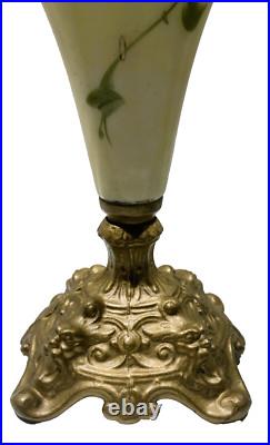 Antique Victorian Hand Painted Mantle Ewers Vase Roses