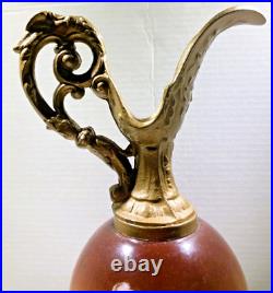 Antique Victorian Hand Painted Mantle Ewers Vase Roses