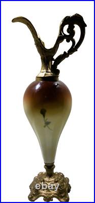 Antique Victorian Hand Painted Mantle Ewers Vase Roses