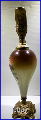 Antique Victorian Hand Painted Mantle Ewers Vase Roses