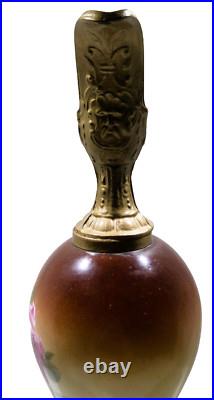 Antique Victorian Hand Painted Mantle Ewers Vase Roses