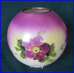 Antique Victorian Hand Painted Milk Glass Ball Shade
