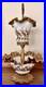 Antique Victorian Hand Painted Milk Glass & Brass 2 Tier Epergne 12.5 high