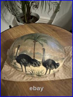 Antique Victorian Hand Painted Ostrich Egg African Scene c1900. Antique Egg