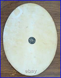 Antique Victorian Hand Painted Oval Porcelain May Hood Original Art, 7 x 9 5/8