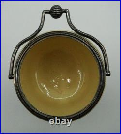 Antique Victorian Hand Painted Porcelain Biscuit Jar Robert & Belks Metal Mount