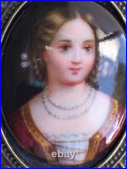 Antique Victorian Hand Painted Porcelain Cameo Pendant