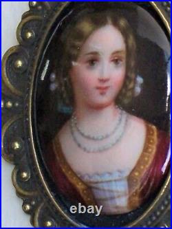 Antique Victorian Hand Painted Porcelain Cameo Pendant