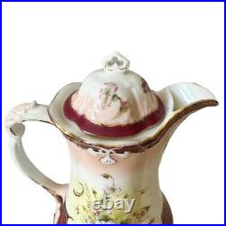 Antique Victorian Hand Painted Porcelain Chocolate Pot c. 1890