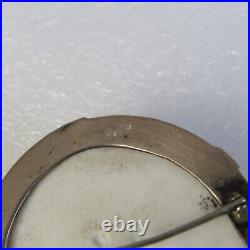 Antique Victorian Hand Painted Porcelain Panel Sterling Silver Frame Brooch