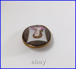 Antique Victorian Hand Painted Portrait Brooch