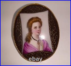 Antique Victorian Hand Painted Portrait Brooch