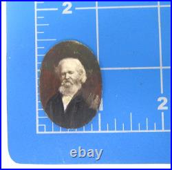 Antique Victorian Hand Painted Portrait Miniature Of Walt Whitman