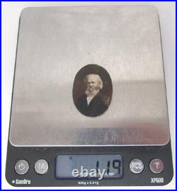 Antique Victorian Hand Painted Portrait Miniature Of Walt Whitman