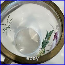 Antique Victorian Hand Painted Satin Glass Biscuit Cracker Jar Brass Mount c1890 Antique Victorian Hand Painted Satin Glass Biscuit Cracker Jar Brass Mount c1890