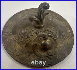 Antique Victorian Hand Painted Satin Glass Biscuit Cracker Jar Brass Mount c1890