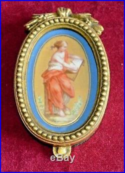 Antique Victorian Hand Painted Sevres Style Panels in Gilt Ormolu Frames Pair of