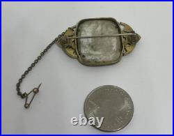 Antique Victorian Hand Painted Young Boy Porcelain Portrait Frame Brooch