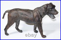 Antique Victorian Hand Tooled Leather Animal Sculpture Prized Hunting Dog Hound