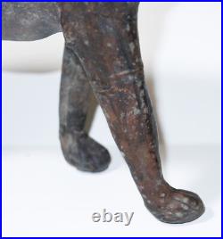 Antique Victorian Hand Tooled Leather Animal Sculpture Prized Hunting Dog Hound