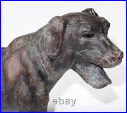 Antique Victorian Hand Tooled Leather Animal Sculpture Prized Hunting Dog Hound
