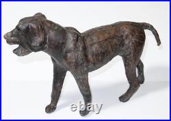 Antique Victorian Hand Tooled Leather Animal Sculpture Prized Hunting Dog Hound